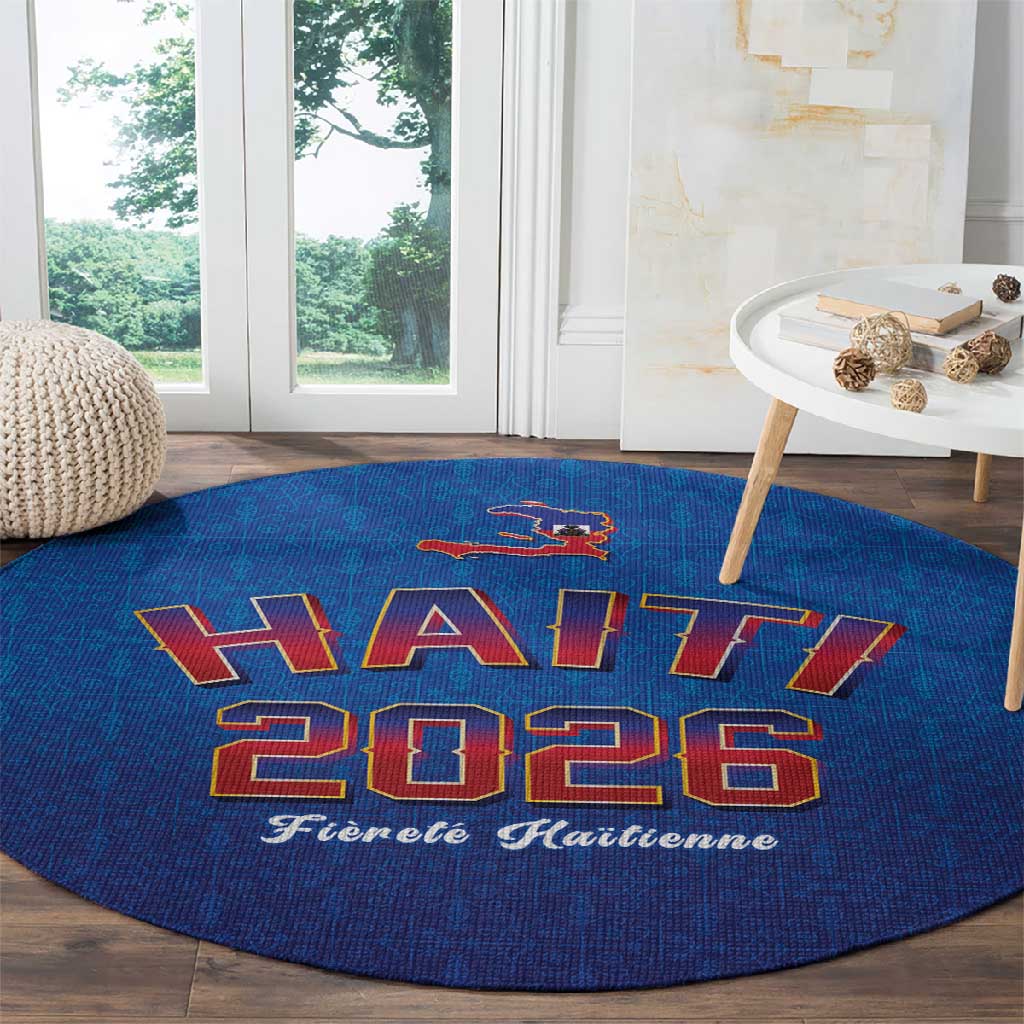 Afro-Haitians World Football 2026 Round Carpet Haiti est de Retour Blue Voodoo Veve Spirits - African Pride