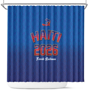 Afro-Haitians World Football 2026 Shower Curtain Haiti est de Retour Blue Voodoo Veve Spirits - African Pride