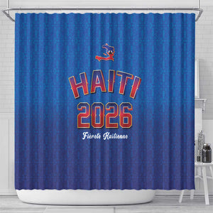 Afro-Haitians World Football 2026 Shower Curtain Haiti est de Retour Blue Voodoo Veve Spirits - African Pride