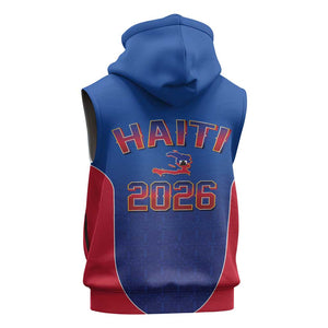 Afro-Haitians World Football 2026 Sleeveless Zip Hoodie Haiti est de Retour Blue Voodoo Veve Spirits - African Pride
