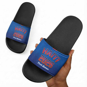 Afro-Haitians World Football 2026 Slide Sandals Haiti est de Retour Blue Voodoo Veve Spirits