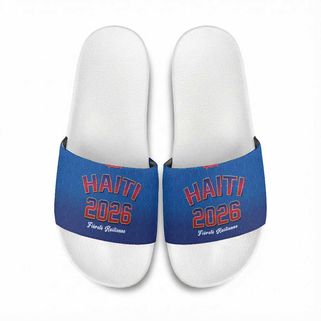 Afro-Haitians World Football 2026 Slide Sandals Haiti est de Retour Blue Voodoo Veve Spirits
