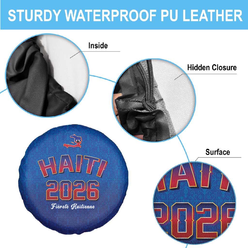 Afro-Haitians World Football 2026 Spare Tire Cover Haiti est de Retour Blue Voodoo Veve Spirits - African Pride