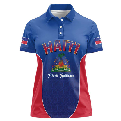 Afro-Haitians World Football 2026 Women Polo Shirt Haiti est de Retour Blue Voodoo Veve Spirits LT9