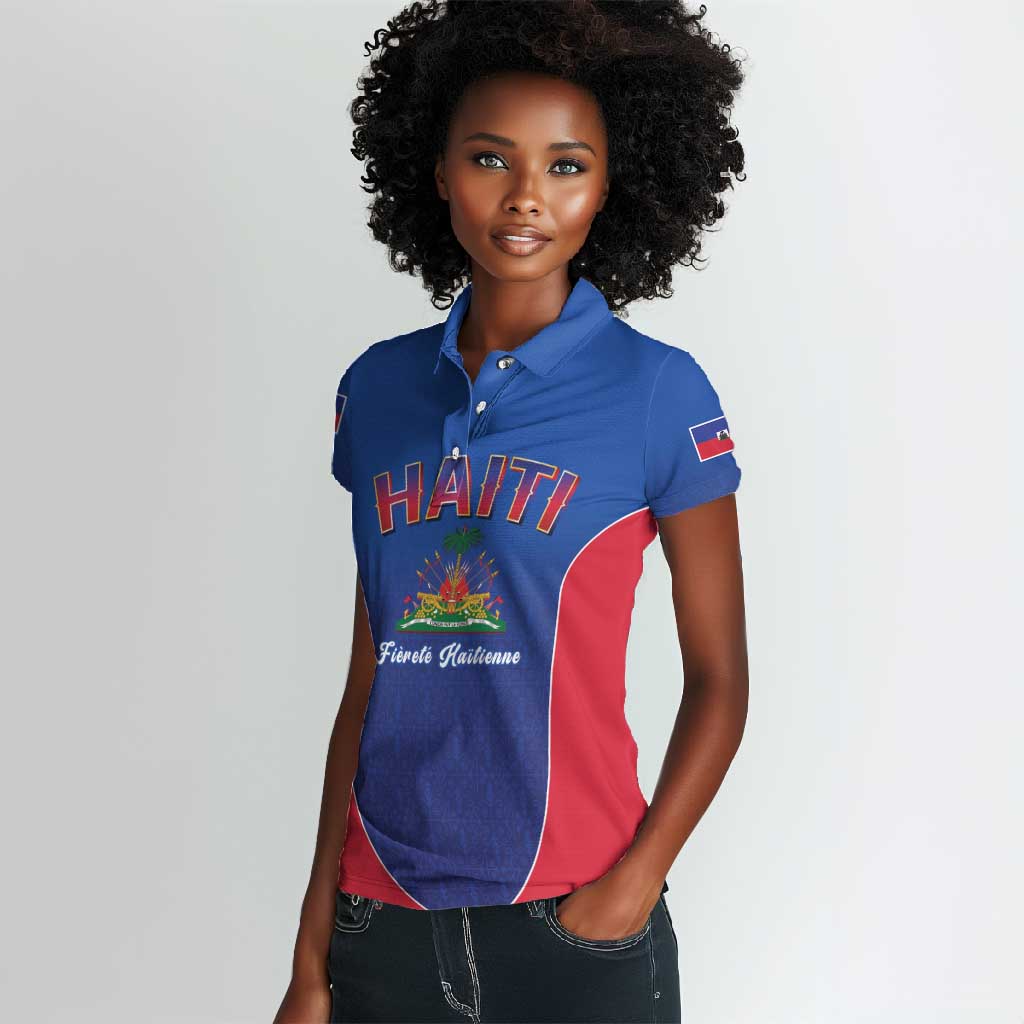 Afro-Haitians World Football 2026 Women Polo Shirt Haiti est de Retour Blue Voodoo Veve Spirits LT9