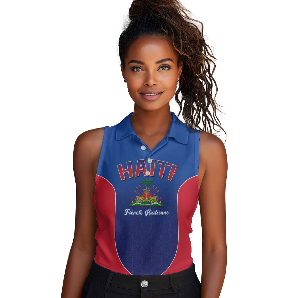 Afro-Haitians World Football 2026 Women Sleeveless Polo Shirt Haiti est de Retour Blue Voodoo Veve Spirits - African Pride