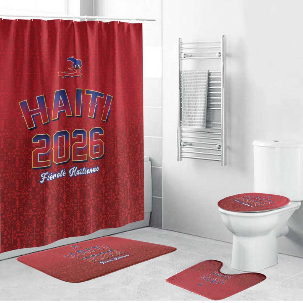 Afro-Haitians World Football 2026 Bathroom Set Haiti est de Retour Red Voodoo Veve Spirits