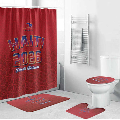 Afro-Haitians World Football 2026 Bathroom Set Haiti est de Retour Red Voodoo Veve Spirits