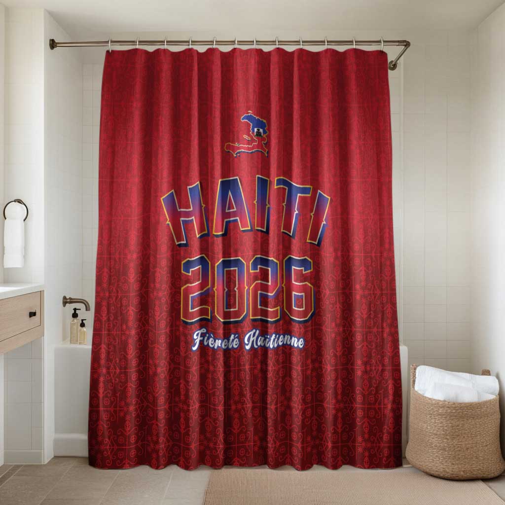 Afro-Haitians World Football 2026 Bathroom Set Haiti est de Retour Red Voodoo Veve Spirits