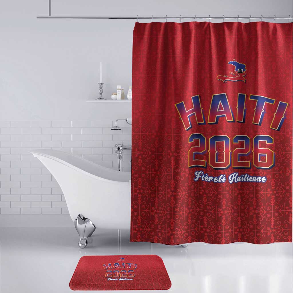 Afro-Haitians World Football 2026 Bathroom Set Haiti est de Retour Red Voodoo Veve Spirits