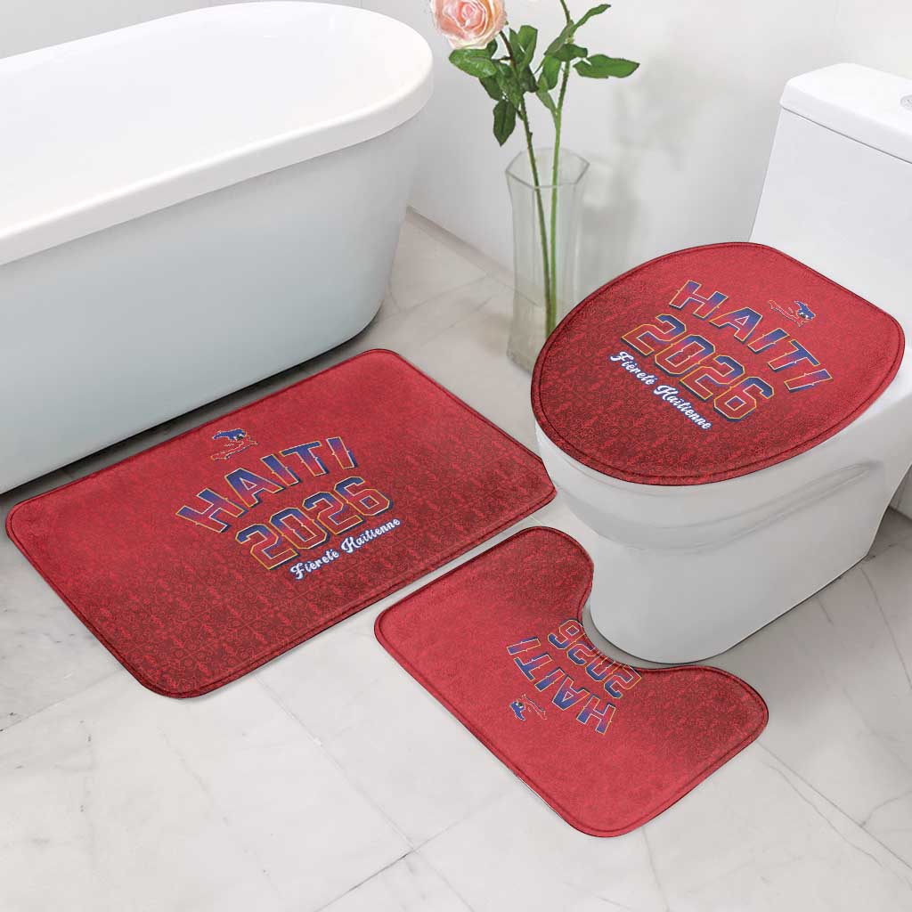 Afro-Haitians World Football 2026 Bathroom Set Haiti est de Retour Red Voodoo Veve Spirits