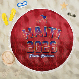 Afro-Haitians World Football 2026 Beach Blanket Haiti est de Retour Red Voodoo Veve Spirits - African Pride
