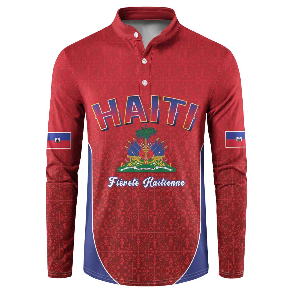 Afro-Haitians World Football 2026 Button Sweatshirt Haiti est de Retour Red Voodoo Veve Spirits