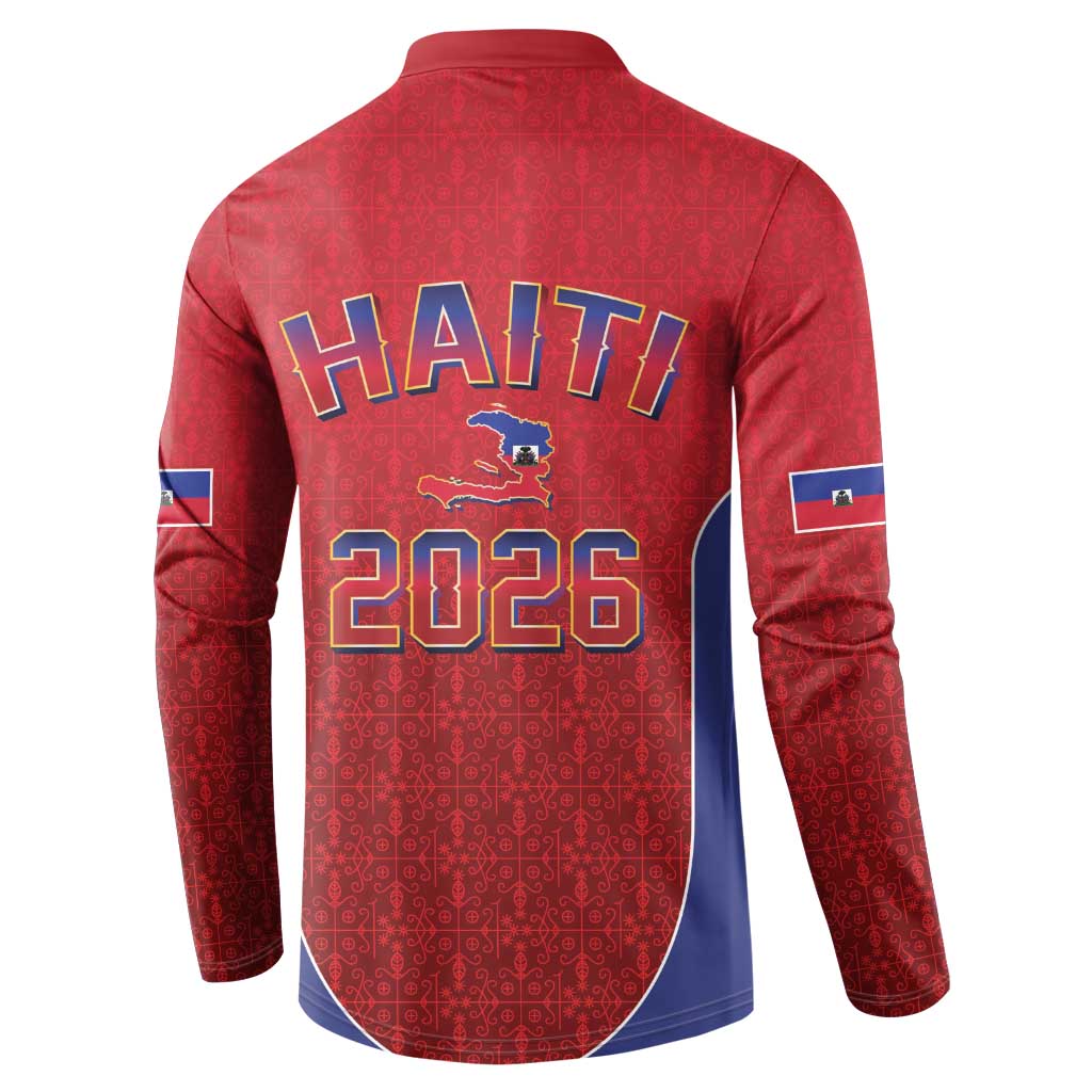 Afro-Haitians World Football 2026 Button Sweatshirt Haiti est de Retour Red Voodoo Veve Spirits