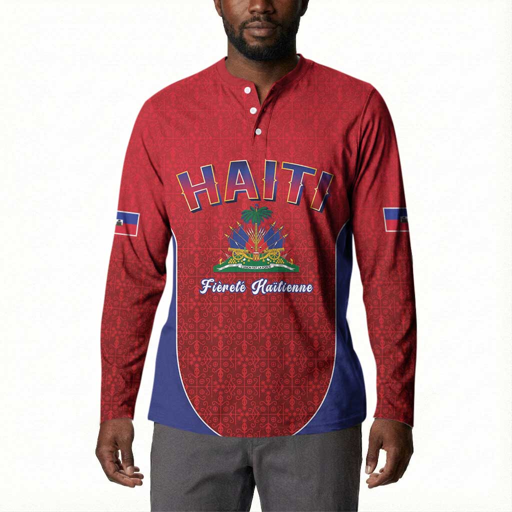 Afro-Haitians World Football 2026 Button Sweatshirt Haiti est de Retour Red Voodoo Veve Spirits