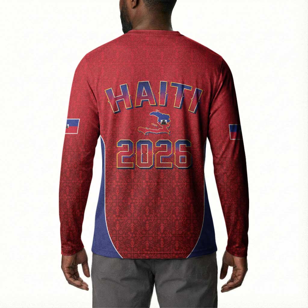 Afro-Haitians World Football 2026 Button Sweatshirt Haiti est de Retour Red Voodoo Veve Spirits