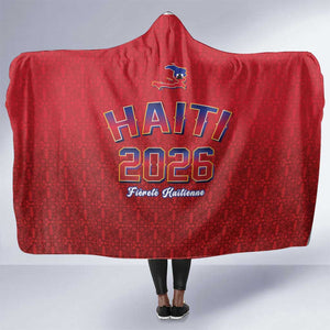 Afro-Haitians World Football 2026 Hooded Blanket Haiti est de Retour Red Voodoo Veve Spirits - African Pride