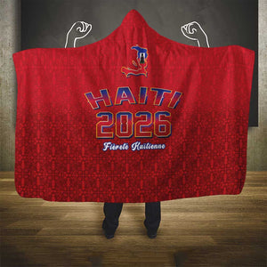 Afro-Haitians World Football 2026 Hooded Blanket Haiti est de Retour Red Voodoo Veve Spirits - African Pride