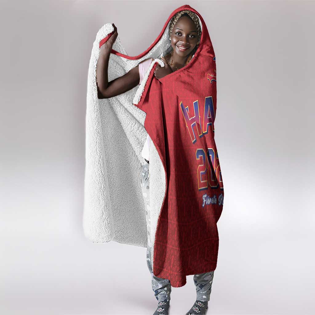 Afro-Haitians World Football 2026 Hooded Blanket Haiti est de Retour Red Voodoo Veve Spirits - African Pride
