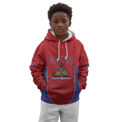 Afro-Haitians World Football 2026 Kid Hoodie Haiti est de Retour Red Voodoo Veve Spirits - African Pride