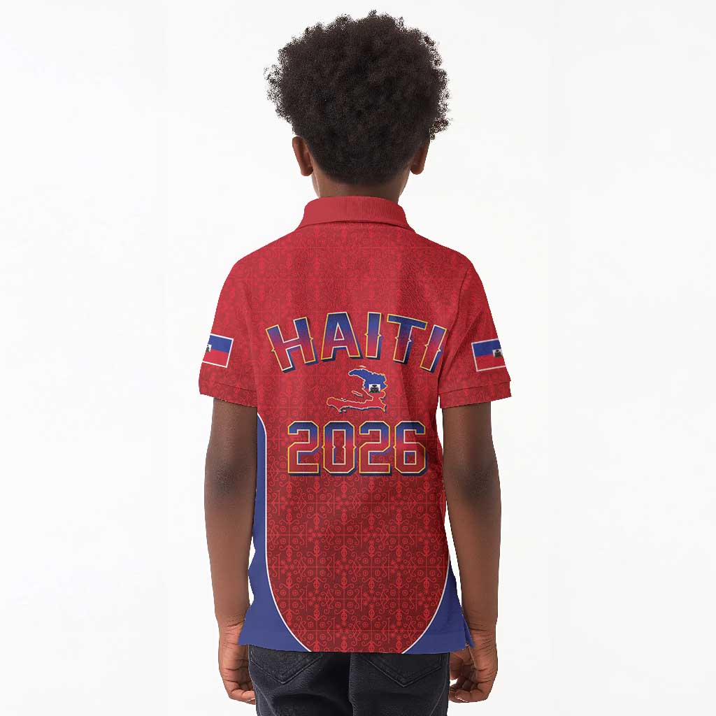 Afro-Haitians World Football 2026 Kid Polo Shirt Haiti est de Retour Red Voodoo Veve Spirits LT9