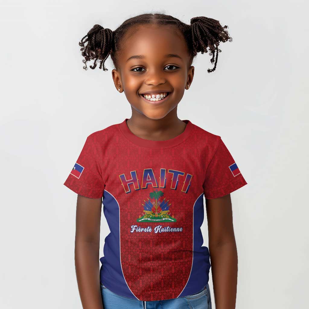 Afro-Haitians World Football 2026 Kid T shirt Haiti est de Retour Red Voodoo Veve Spirits LT9