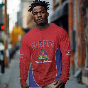Afro-Haitians World Football 2026 Long Sleeve Shirt Haiti est de Retour Red Voodoo Veve Spirits - African Pride