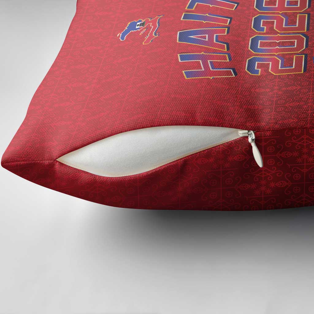 Afro-Haitians World Football 2026 Pillow Cover Haiti est de Retour Red Voodoo Veve Spirits