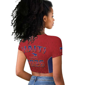 Afro-Haitians World Football 2026 Raglan Cropped T shirt Haiti est de Retour Red Voodoo Veve Spirits LT9
