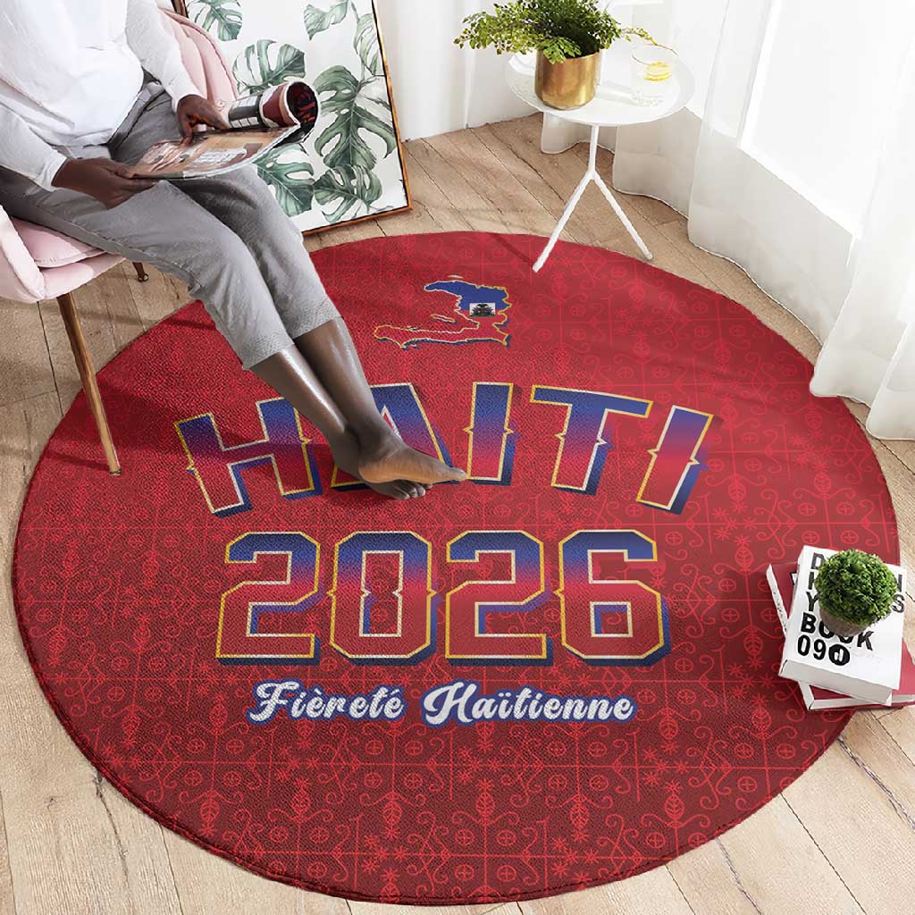 Afro-Haitians World Football 2026 Round Carpet Haiti est de Retour Red Voodoo Veve Spirits - African Pride