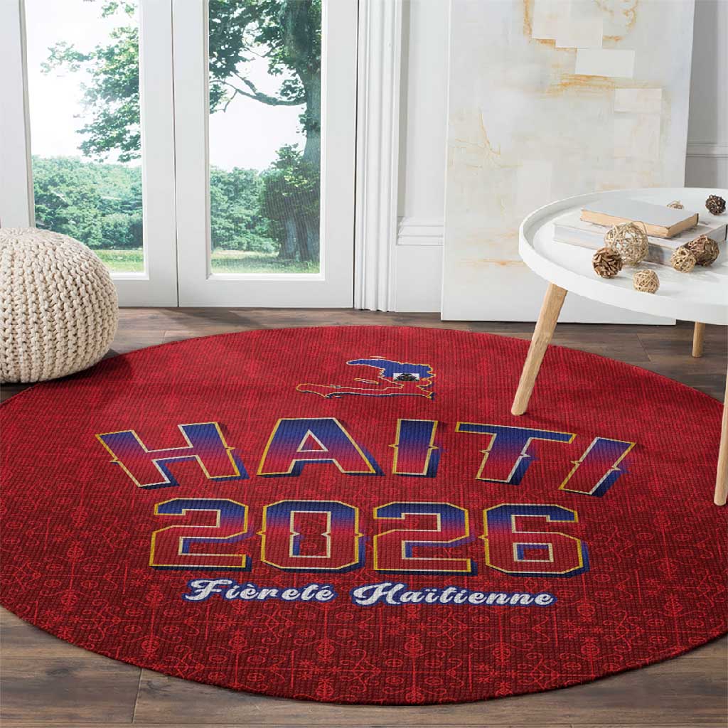 Afro-Haitians World Football 2026 Round Carpet Haiti est de Retour Red Voodoo Veve Spirits - African Pride