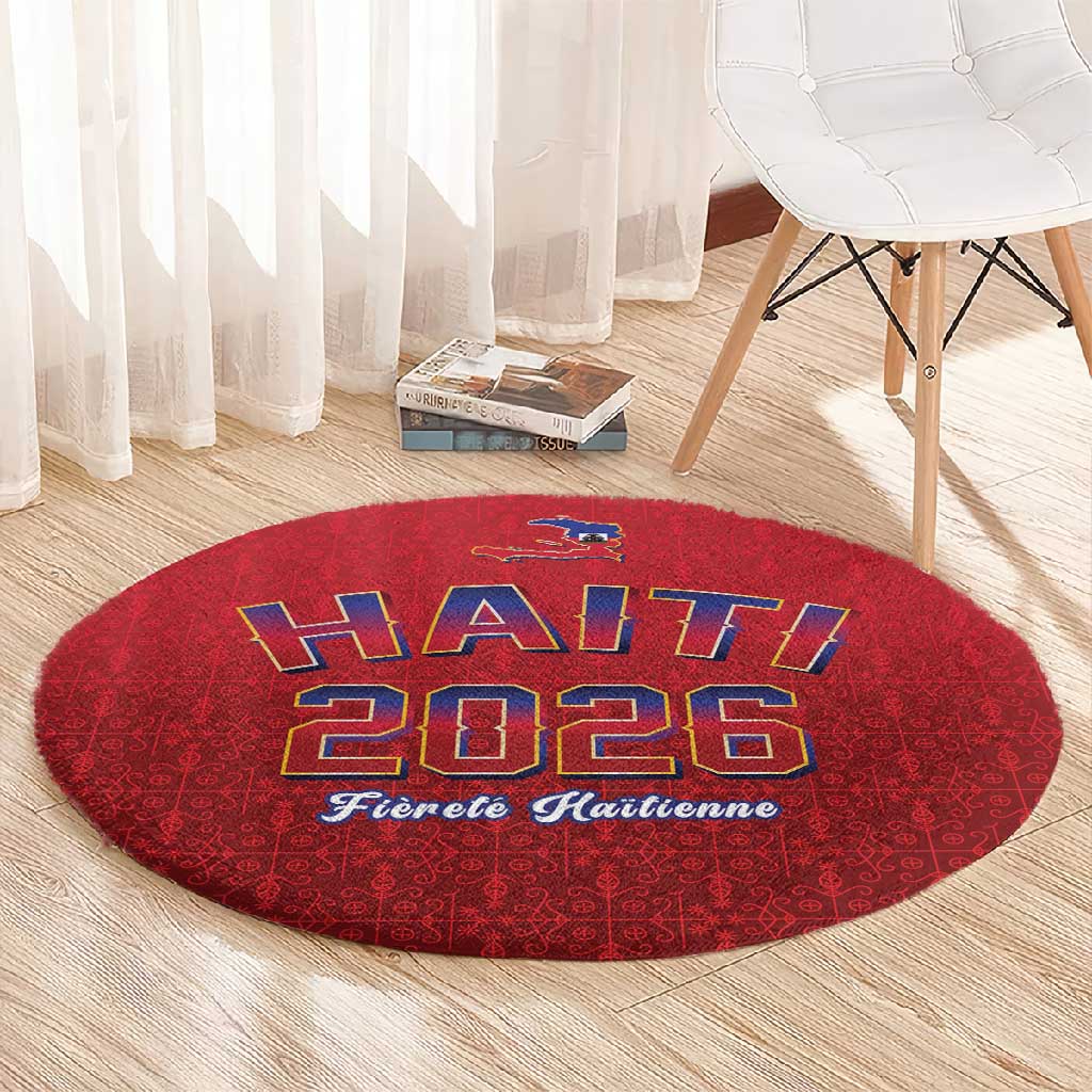 Afro-Haitians World Football 2026 Round Carpet Haiti est de Retour Red Voodoo Veve Spirits - African Pride