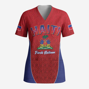 Afro-Haitians World Football 2026 Scrub Top Haiti est de Retour Red Voodoo Veve Spirits - African Pride