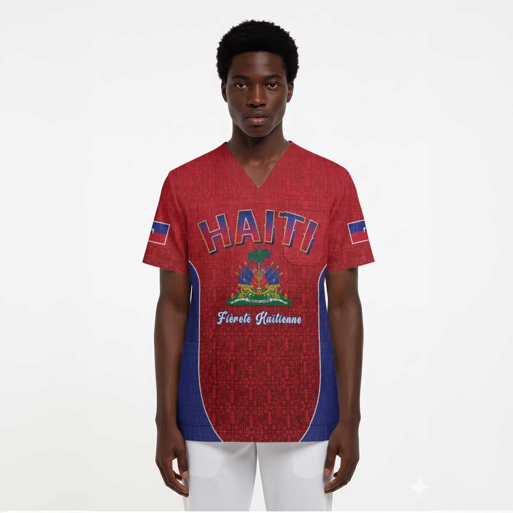 Afro-Haitians World Football 2026 Scrub Top Haiti est de Retour Red Voodoo Veve Spirits - African Pride