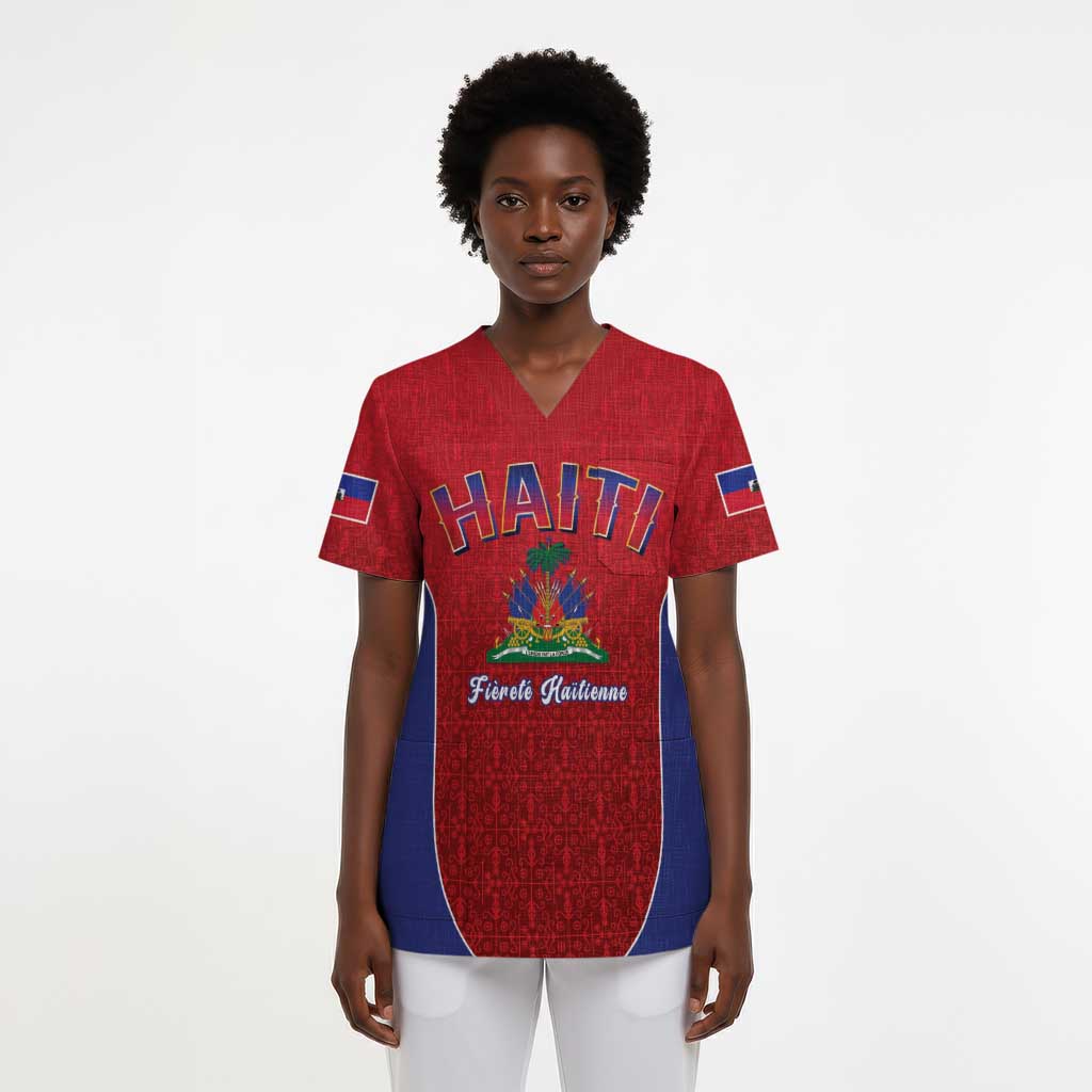 Afro-Haitians World Football 2026 Scrub Top Haiti est de Retour Red Voodoo Veve Spirits - African Pride