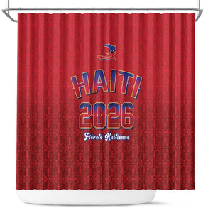 Afro-Haitians World Football 2026 Shower Curtain Haiti est de Retour Red Voodoo Veve Spirits - African Pride