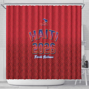 Afro-Haitians World Football 2026 Shower Curtain Haiti est de Retour Red Voodoo Veve Spirits - African Pride
