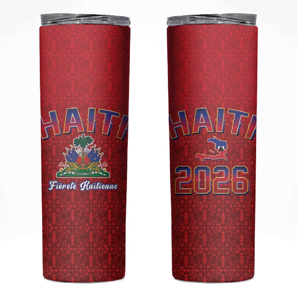Afro-Haitians World Football 2026 Skinny Tumbler Haiti est de Retour Red Voodoo Veve Spirits - African Pride