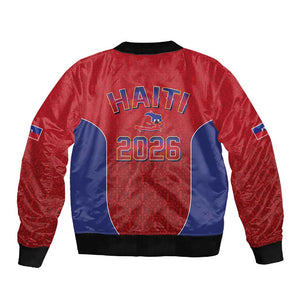 Afro-Haitians World Football 2026 Sleeve Zip Bomber Jacket Haiti est de Retour Red Voodoo Veve Spirits - African Pride