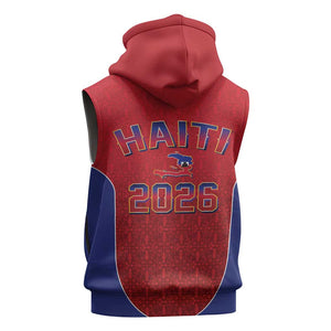 Afro-Haitians World Football 2026 Sleeveless Zip Hoodie Haiti est de Retour Red Voodoo Veve Spirits - African Pride