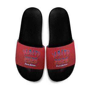 Afro-Haitians World Football 2026 Slide Sandals Haiti est de Retour Red Voodoo Veve Spirits