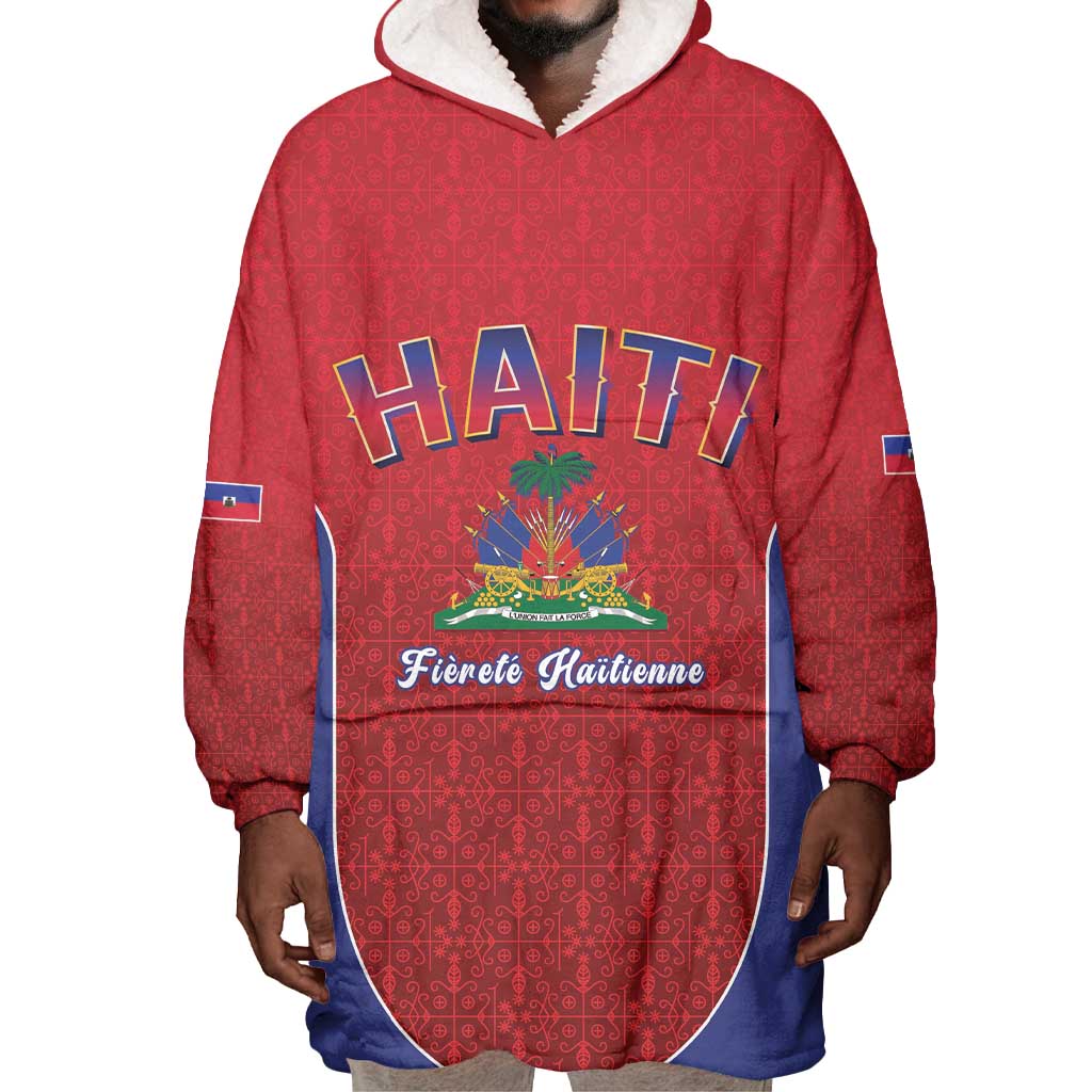 Afro-Haitians World Football 2026 Wearable Blanket Hoodie Haiti est de Retour Red Voodoo Veve Spirits - African Pride