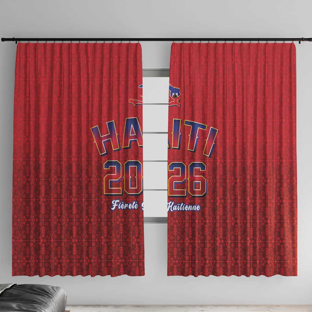 Afro-Haitians World Football 2026 Window Curtain Haiti est de Retour Red Voodoo Veve Spirits - African Pride