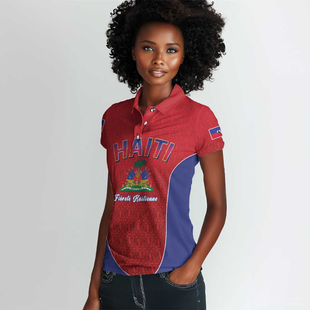 Afro-Haitians World Football 2026 Women Polo Shirt Haiti est de Retour Red Voodoo Veve Spirits LT9
