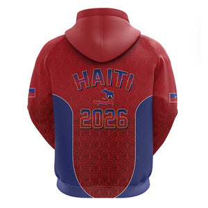 Afro-Haitians World Football 2026 Zip Hoodie Haiti est de Retour Red Voodoo Veve Spirits - African Pride
