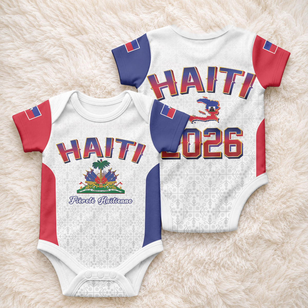 Afro-Haitians World Football 2026 Baby Onesie Haiti est de Retour White Voodoo Veve Spirits