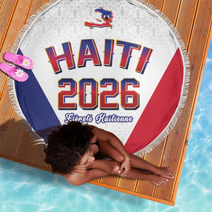 Afro-Haitians World Football 2026 Beach Blanket Haiti est de Retour White Voodoo Veve Spirits - African Pride