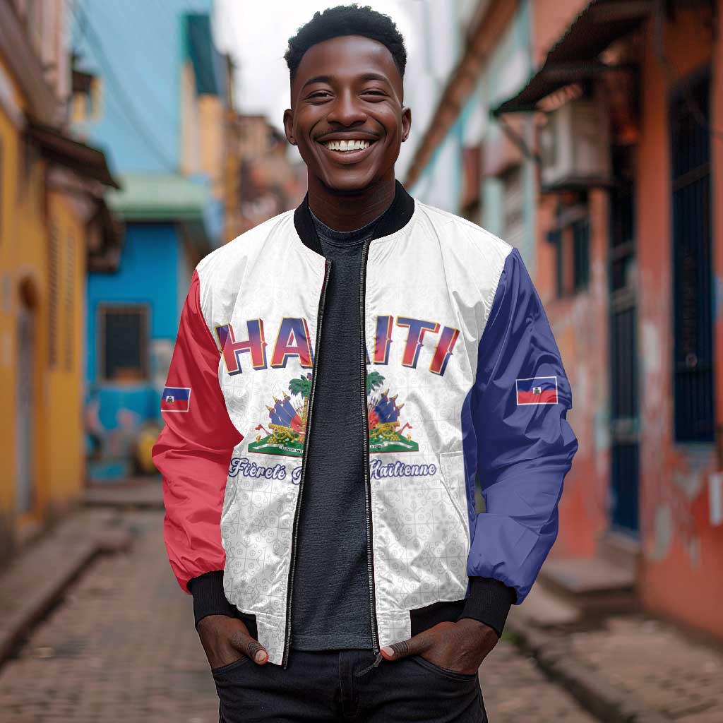 Afro-Haitians World Football 2026 Bomber Jacket Haiti est de Retour White Voodoo Veve Spirits - African Pride