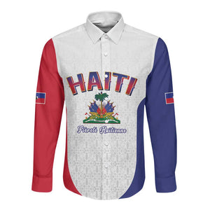Afro-Haitians World Football 2026 Long Sleeve Button Shirt Haiti est de Retour White Voodoo Veve Spirits - African Pride