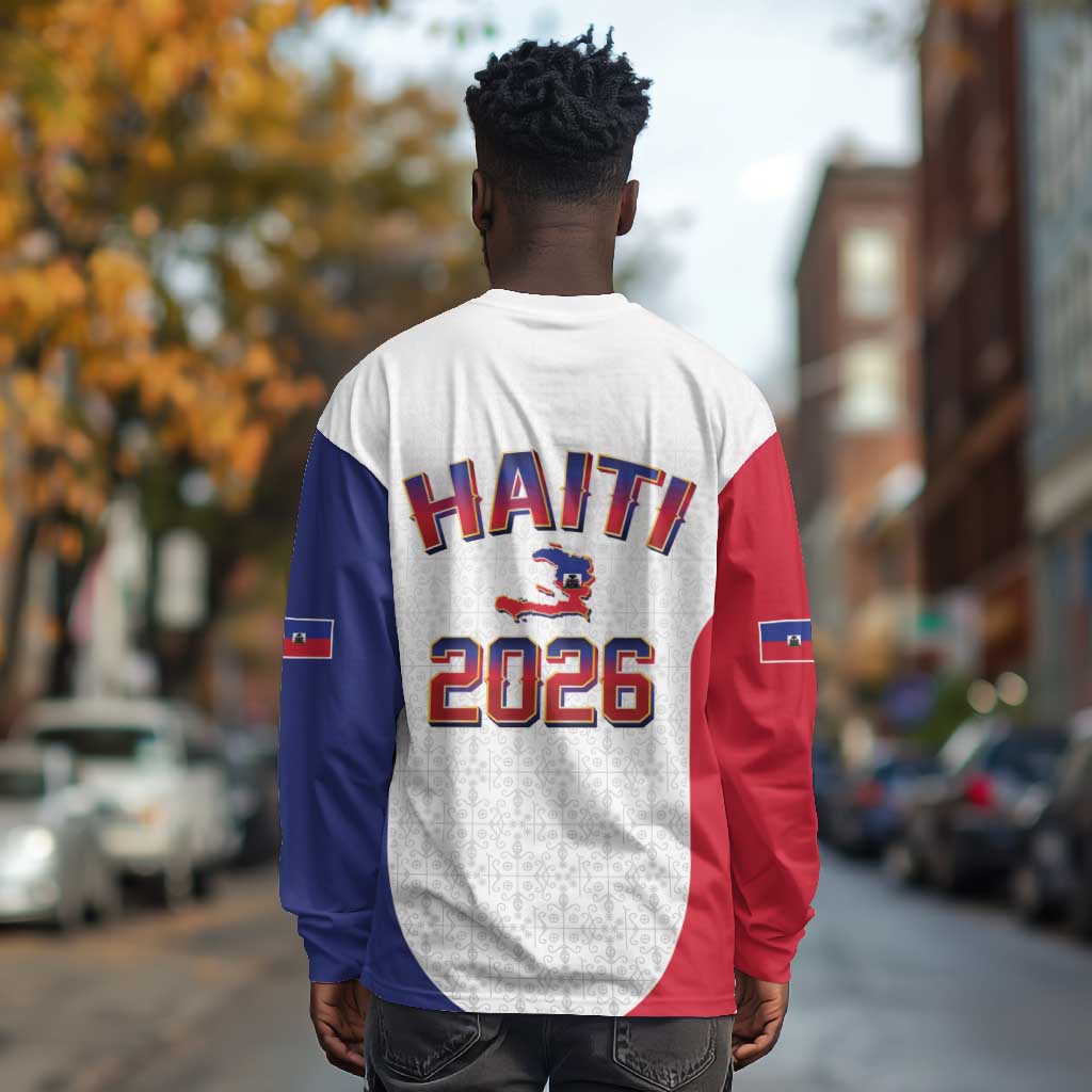 Afro-Haitians World Football 2026 Long Sleeve Shirt Haiti est de Retour White Voodoo Veve Spirits - African Pride